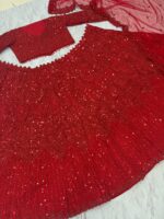 Red Color Faux Georgette Fabric Sequence Work Lehenga