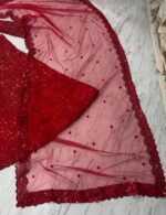 Red Color Faux Georgette Fabric Sequence Work Lehenga