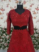 Red Color Faux Georgette Fabric Sequence Work Lehenga