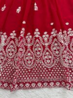 Red Color Faux Georgette Fabric Sequence Work Lehenga