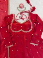 Red Color Fendi Silk Fabric Sequence Work Anarkali Suit