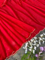 Red Color Georgette Fabric Pearl Work Ready To Wear Saree