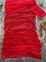 Red Color Georgette Fabric Pearl Work Ready To Wear Saree