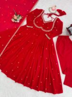 Red Color Georgette Fabric Sequence Work Gown
