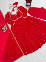 Red Color Georgette Fabric Sequence Work Gown