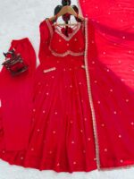 Red Color Georgette Fabric Sequence Work Gown