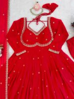Red Color Georgette Fabric Sequence Work Gown