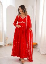 Red Color Georgette Fabric Sequence Work Gown