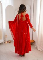 Red Color Georgette Fabric Sequence Work Gown