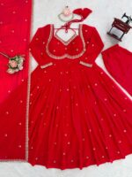 Red Color Georgette Fabric Sequence Work Gown
