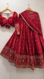 Red Color Japan Satin Fabric Sequence Work Lehenga