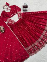 Red Color Japan Satin Fabric Sequence Work Lehenga