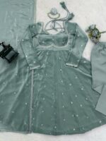 Sky Color Fendi Silk Fabric Sequence Work Anarkali Suit