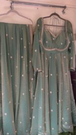 Sky Color Fendi Silk Fabric Sequence Work Anarkali Suit