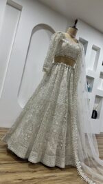 White Color Net Fabric Sequence Work Lehenga