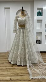 White Color Net Fabric Sequence Work Lehenga
