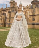 White Color Net Fabric Sequence Work Lehenga