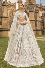 White Color Net Fabric Sequence Work Lehenga