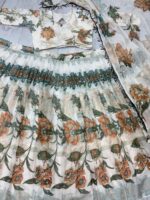 White Color Tabby Silk Fabric Digital Print Work Lehenga