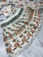 White Color Tabby Silk Fabric Digital Print Work Lehenga