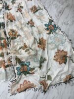 White Color Tabby Silk Fabric Digital Print Work Lehenga