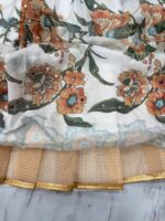 White Color Tabby Silk Fabric Digital Print Work Lehenga