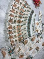 White Color Tabby Silk Fabric Digital Print Work Lehenga
