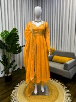 Yellow Color Fendi Silk Fabric Sequence Work Anarkali Suit