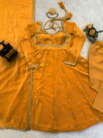 Yellow Color Fendi Silk Fabric Sequence Work Anarkali Suit