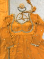 Yellow Color Fendi Silk Fabric Sequence Work Anarkali Suit