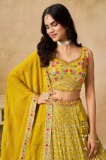 Yellow Color Georgette Fabric Sequence Embroidery Work Lehenga