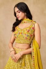Yellow Color Georgette Fabric Sequence Embroidery Work Lehenga