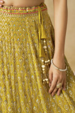 Yellow Color Georgette Fabric Sequence Embroidery Work Lehenga