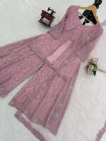 Baby Pink Color Faux Georgette Fabric Pearl Work Palazzo Set