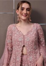 Baby Pink Color Faux Georgette Fabric Pearl Work Palazzo Set