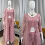 Baby Pink Color Faux Georgette Fabric Pearl Work Palazzo Set