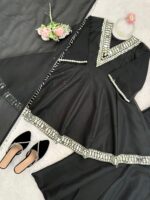 Black Color Cosmos Fabric Real Mirror Work Palazzo Set