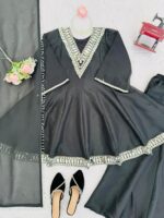 Black Color Cosmos Fabric Real Mirror Work Palazzo Set