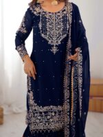 Black Color Faux Georgette Fabric Sequence And Thread With Pearl Work Sharara Set