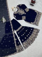 Black Color Faux Georgette Fabric Sequence And Thread With Pearl Work Sharara Set