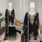 Black Color Faux Georgette Fabric Sequence Work Sharara Set