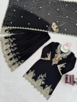 Black Color Faux Georgette Fabric Sequence Work Sharara Set
