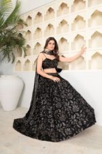 Black Color Georgette Fabric Sequence Work Lehenga