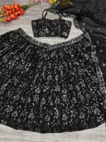 Black Color Georgette Fabric Sequence Work Lehenga