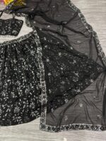 Black Color Georgette Fabric Sequence Work Lehenga
