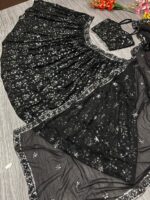 Black Color Georgette Fabric Sequence Work Lehenga