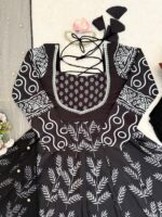 Black Color Natural Crepe Fabric Digital Print Work Anarkali Suit