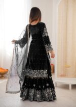 Black Color Viscose Velvet Fabric Pearl Work Sharara Suit
