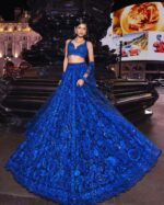 Blue Color Faux Georgette Fabric Sequence Work Lehenga
