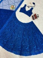 Blue Color Faux Georgette Fabric Sequence Work Lehenga